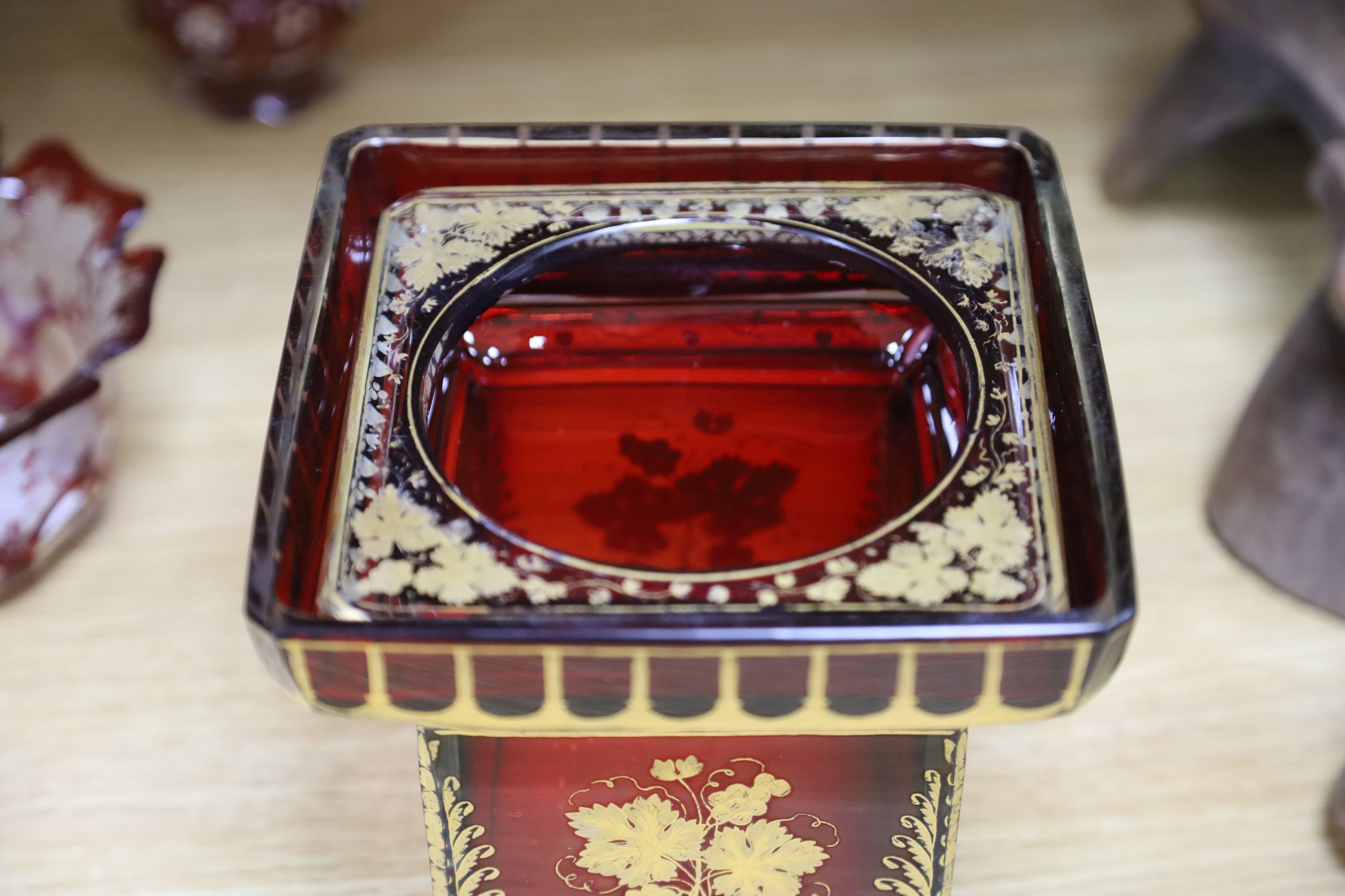 A group of 19th century Bohemian gilt-decorated ruby glassware etc.